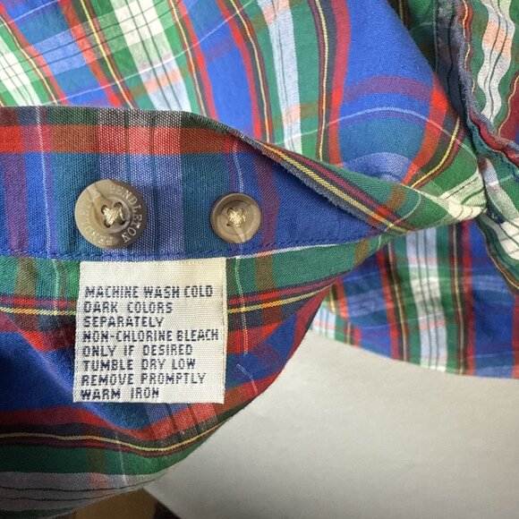 Pendleton Short Sleeve Camp Shirt Mens Size M Seaside‎ Cotton Plaid Blue & Green - Picture 8 of 11